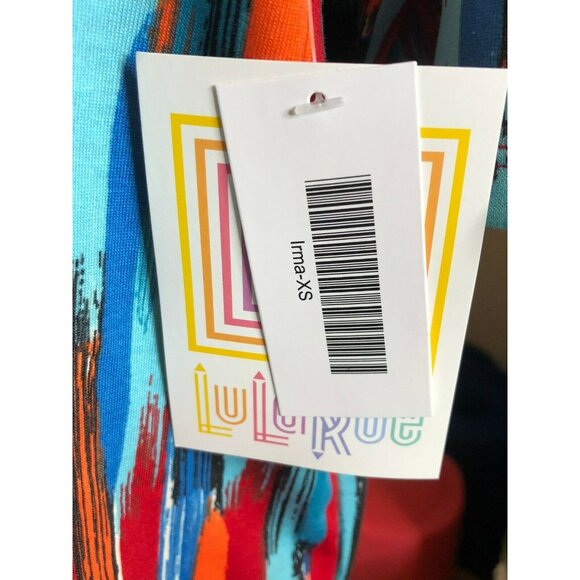 LuLaRoe Irma XS Multicolor Abstract Tunic Top Stretchy Soft Knit High-Low Hem - Picture 5 of 10